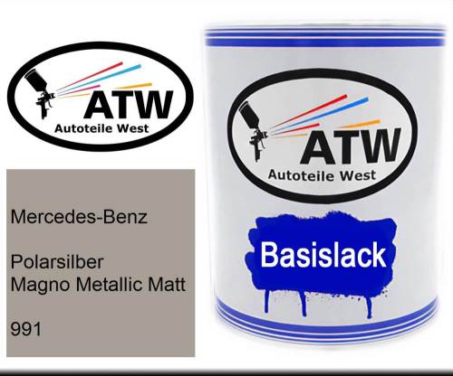 Mercedes-Benz, Polarsilber Magno Metallic Matt, 991: 1L Lackdose, von ATW Autoteile West.